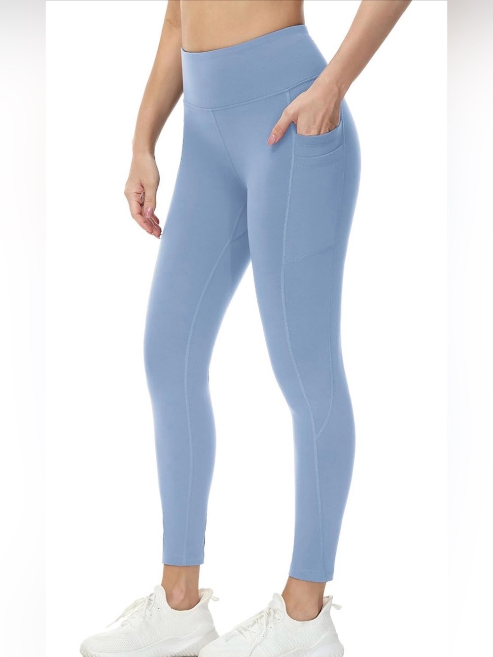 NWOT BALEAF Size XL High-Rise Fleece Lined Leggings w/ Side Pockets Light Blue